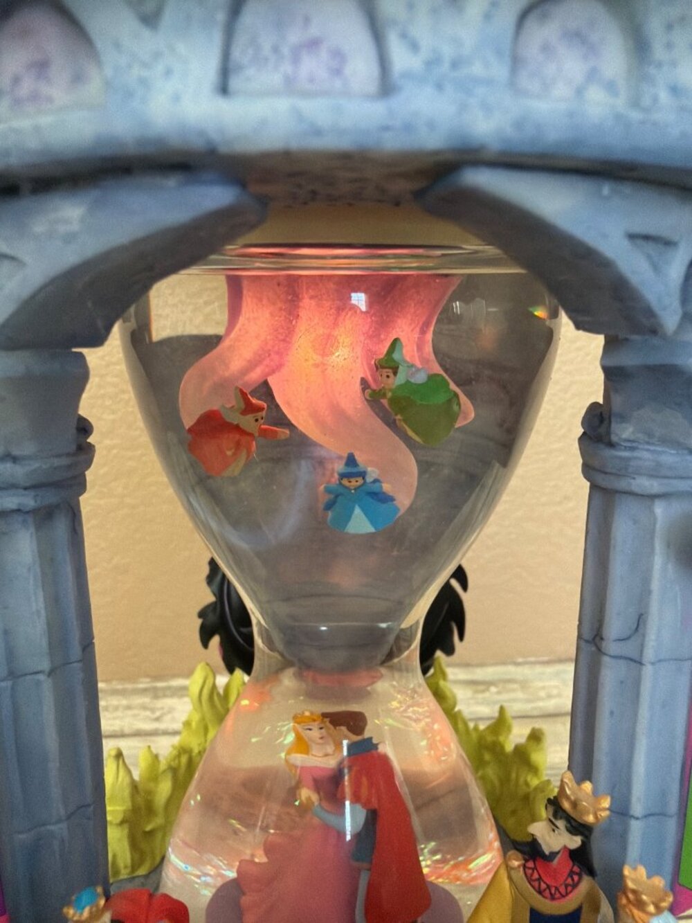 Disney Sleeping Beauty LED Light-UP Hourglass Snowglobe Music Box w/FLAWS - Picture 10 of 16